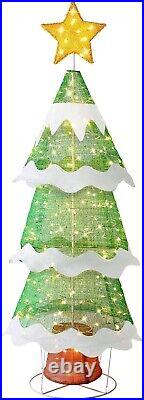 Large White Outdoor Christmas Tree 5ft Holiday Decoration with 200 LED Lights