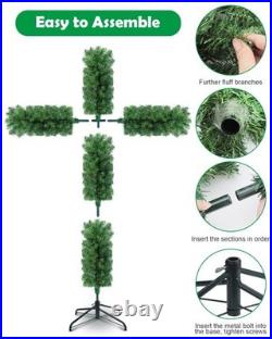 Leyndo 5 ft Cross Christmas Tree with Light Prelit Christmas Tree with Rattan