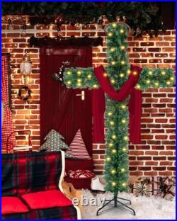 Leyndo 5 ft Cross Christmas Tree with Light Prelit Christmas Tree with Rattan