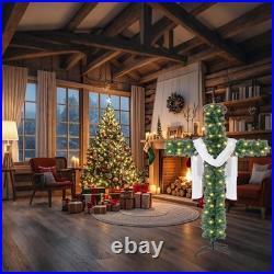 Leyndo 5 ft Cross Christmas Tree with Light Prelit Christmas Tree with Rattan
