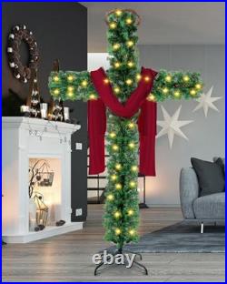 Leyndo 5 ft Cross Christmas Tree with Light Prelit Christmas Tree with Rattan