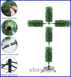 Leyndo 5 ft Cross Christmas Tree with Light Prelit Christmas Tree with Rattan