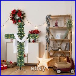 Leyndo 5 ft Cross Christmas Tree with Light Prelit Christmas Tree with Rattan