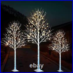 Lighted Birch Tree, 4/6/8 FT Set of 3 Decoration LED Lighted Trees for Christmas