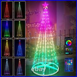 Lighted Christmas Cone Tree, 8FT Outdoor Christmas Tree with 396 RGB LED Lights