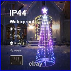 Lighted Christmas Cone Tree, 8FT Outdoor Christmas Tree with 396 RGB LED Lights