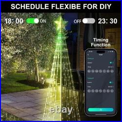 Lighted Christmas Cone Tree, 8FT Outdoor Christmas Tree with 396 RGB LED Lights