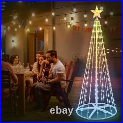 Lighted Christmas Cone Tree, 8FT Outdoor Christmas Tree with 396 RGB LED Lights