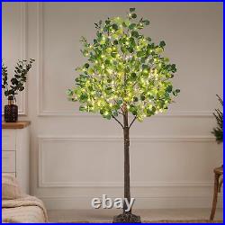 Lighted Eucalyptus Tree Warm White LED Artificial Greenery with Lights