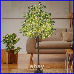 Lighted Eucalyptus Tree Warm White LED Artificial Greenery with Lights