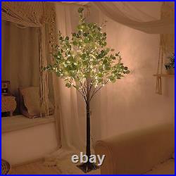 Lighted Eucalyptus Tree Warm White LED Artificial Greenery with Lights