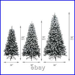 Lighted Flocked Spruce Artificial Christmas Tree Fire Resistant Plastic Feet