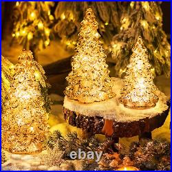 Lighted Glass Christmas Tree Figurine LED Light Large Size for Decoration Tree