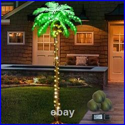 Lighted Palm Tree, 6FT 162 LED Artificial Palm Tree with Coconuts, Tropical L