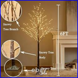 Lighted Snow Flocked Twig Tree with Fairy Lights 6FT 330 LED for 5ft 10in