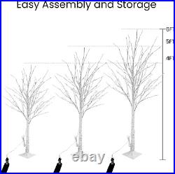 Lighted Tree Set of 3, Christmas Tree 4Ft, 5Ft and 6Ft with LED Lights, Halloween