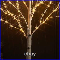 Lighted Twig Birch Tree Plug in with 8 Functions 4FT 200 Warm White and Multi Lighted Twig Birch Tree Plug in with 8 Functions 4FT 200 Warm White and Multi