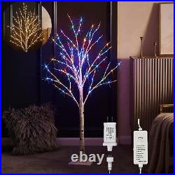 Lighted Twig Birch Tree Plug in with 8 Functions 4FT 200 Warm White and Multi Lighted Twig Birch Tree Plug in with 8 Functions 4FT 200 Warm White and Multi