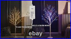 Lighted Twig Birch Tree Plug in with 8 Functions 4FT 200 Warm White and Multi Lighted Twig Birch Tree Plug in with 8 Functions 4FT 200 Warm White and Multi