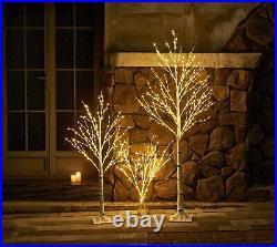 Lighted Twig Birch Tree Plug in with 8 Functions 4FT 200 Warm White and Multi Lighted Twig Birch Tree Plug in with 8 Functions 4FT 200 Warm White and Multi