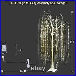 Lightshare 6FT 288L Warm White Lighted Willow Tree White LED Tree Halloween D