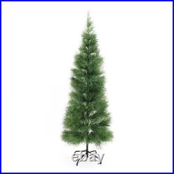 LuxenHome 5-6ft Pre-lit Flocked Artificial Christmas Tree with Green LED Lights