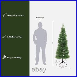 LuxenHome 5-6ft Pre-lit Flocked Artificial Christmas Tree with Green LED Lights