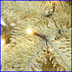 LuxenHome 7-ft Pre-lit Flocked Artificial Christmas Tree with Green LED Lights