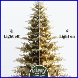 LuxenHome 7-ft Pre-lit Flocked Artificial Christmas Tree with Green LED Lights