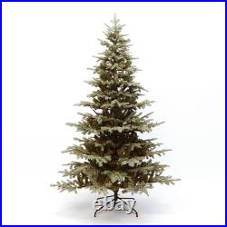 LuxenHome 7-ft Pre-lit Flocked Artificial Christmas Tree with Green LED Lights