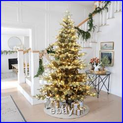 LuxenHome 7-ft Pre-lit Flocked Artificial Christmas Tree with Green LED Lights