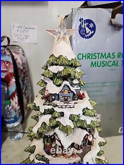 MUSICAL LIGHTED CHRISTMAS TREE WITH ROTATING TRAIN HOLIDAY FIGURINE 19in