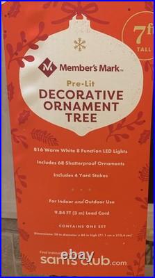 Member's Mark 7ft Pre-Lit Decorative Ornament Tree Christmas Indoor Outdoor New