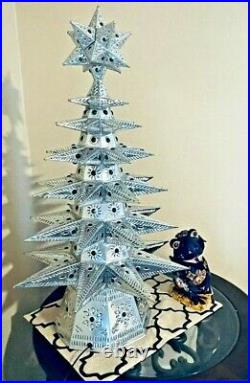 Mexican Folk Art Christmas Tree Ornament Marble Tin W Lights Electric XLarge 32