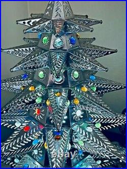 Mexican Punched Tin Christmas Tree Ornament Marble Light Large 27 Folk Art