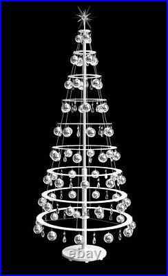 Millennium Rotating Christmas tree With Light and Ornaments 6 FT Silver