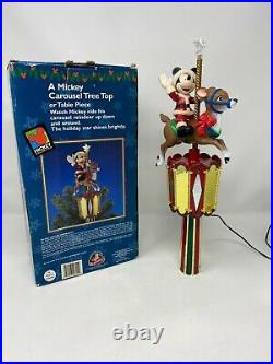 Mr. Christmas Disney Mickey Mouse Reindeer Carousel Tree Topper Rotates + Lights