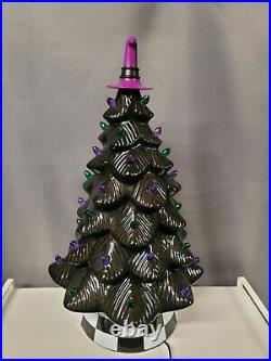 Mr Christmas Halloween Ceramic Tree animated musical lights Black 18 LED witch
