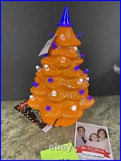 Mr Christmas Mr Halloween Ceramic Tree Orange 12 LED Lighted Witch Hat (h16)