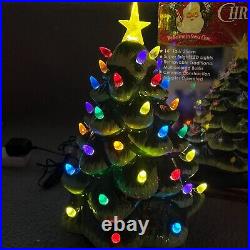 Mr. Christmas Nostalgic Ceramic Lighted Christmas Tree Removeable Bulbs 14 Tall