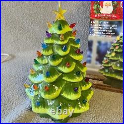 Mr. Christmas Nostalgic Ceramic Lighted Christmas Tree Removeable Bulbs 14 Tall