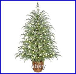 My Texas House 4FT Pre-Lit Cypress Pot Artificial Christmas Tree 4 Foot NEW