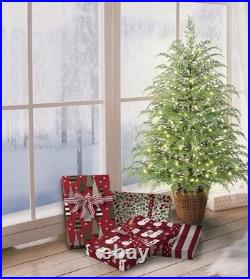 My Texas House 4FT Pre-Lit Cypress Pot Artificial Christmas Tree 4 Foot NEW