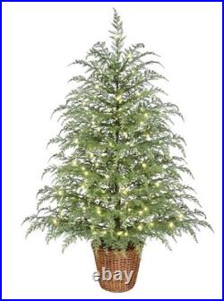 My Texas House 4FT Pre-Lit Cypress Pot Artificial Christmas Tree 4 Foot NEW