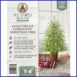 My Texas House Potted 4ft Pre-Lit Twinkle LED Cypress Artificial Christmas Tree
