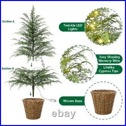 My Texas House Potted 4ft Pre-Lit Twinkle LED Cypress Artificial Christmas Tree