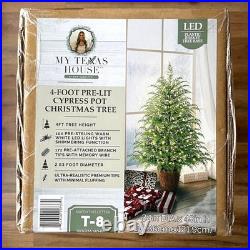 My Texas House Potted 4ft Pre-Lit Twinkle LED Cypress Artificial Christmas Tree