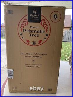 NEW Member's Mark 6' Pre-Lit Prismatic Tree INDOOR OUTDOOR CHRISTMAS DECOR