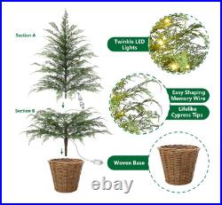 NEW My Texas House 4FT Pre-Lit Cypress Pot Christmas Tree LED Lights
