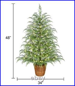 NEW My Texas House 4FT Pre-Lit Cypress Pot Christmas Tree LED Lights